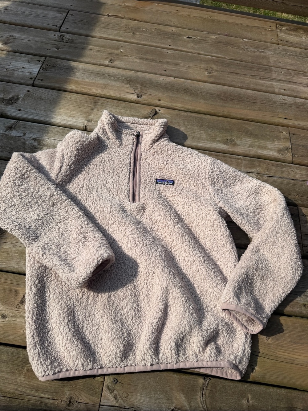 Patagonia 1/4 Zip Sherpa Fleece Pullover XS Beige Blush Teddy Jacket